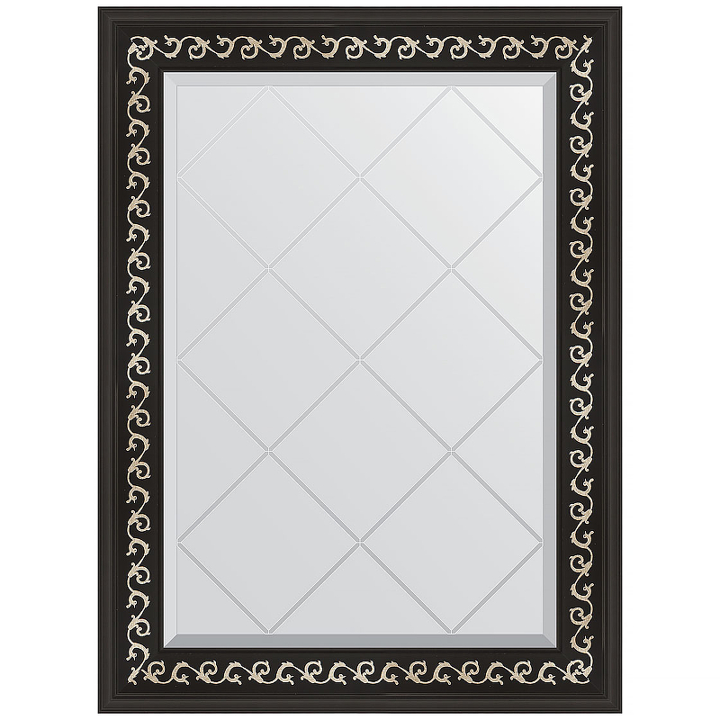Зеркало Evoform Exclusive-G 87х65 BY 4096 с гравировкой в багетной раме - Черный ардеко 81 мм