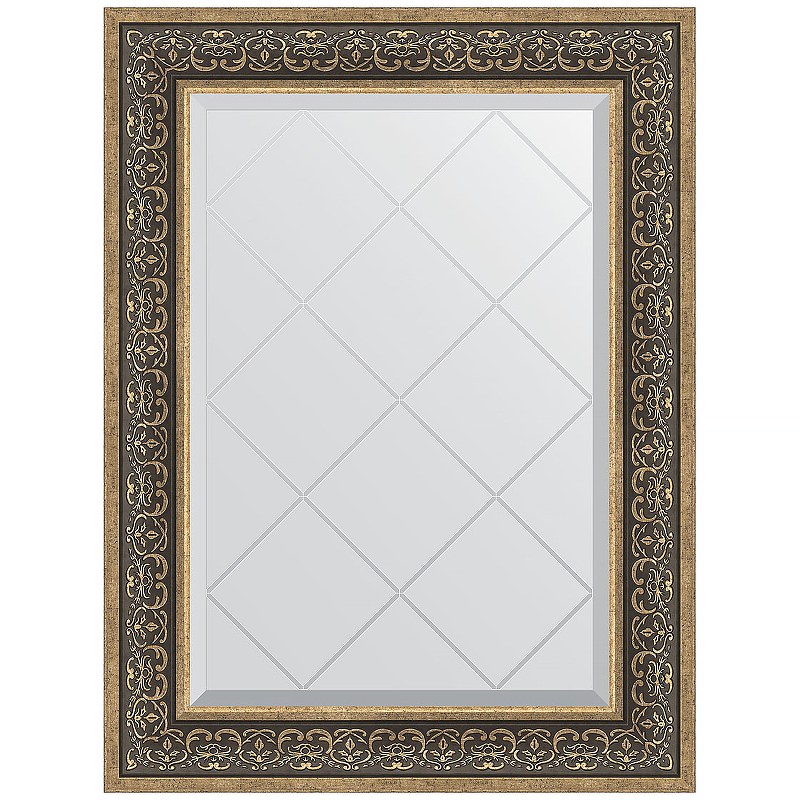 Зеркало Evoform Exclusive-G 91х69 BY 4121 с гравировкой в багетной раме - Вензель серебряный 101 мм