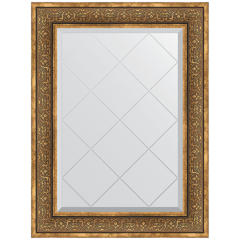 Зеркало Evoform Exclusive-G 91х69 BY 4120 с гравировкой в багетной раме - Вензель бронзовый 101 мм