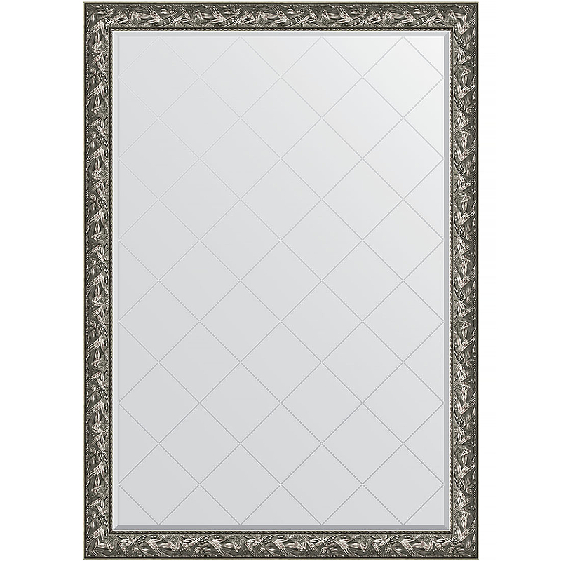 Зеркало Evoform Exclusive-G 188х134 BY 4501 с гравировкой в багетной раме - Византия серебро 99 мм
