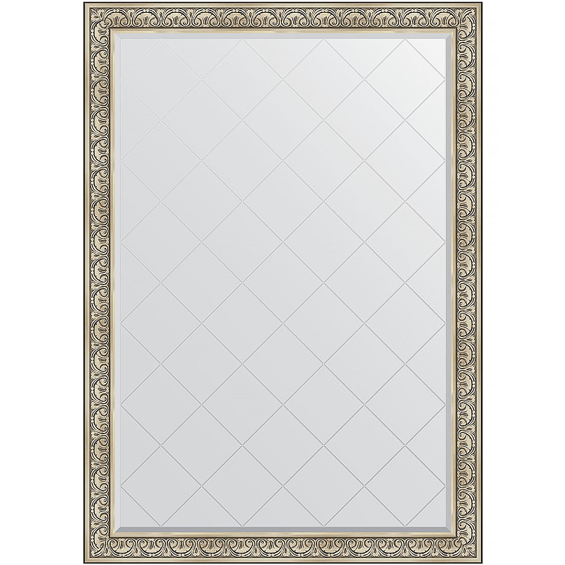 Зеркало Evoform Exclusive-G 190х135 BY 4510 с гравировкой в багетной раме - Барокко серебро 106 мм