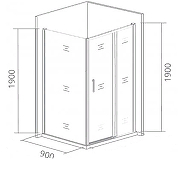 Душевая стенка Good Door Cofe SP-90-C-B 90 КФ00019 профиль Черный стекло прозрачное-3
