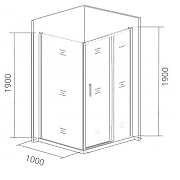 Душевая стенка Good Door Cofe SP-100-C-B 100 КФ00020 профиль Черный стекло прозрачное-3