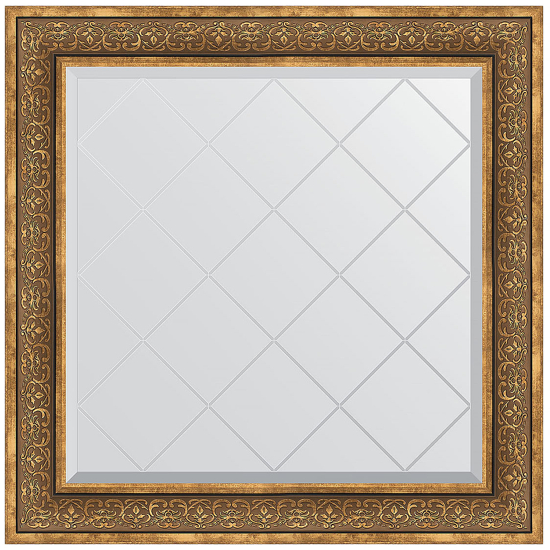 Зеркало Evoform Exclusive-G 89х89 BY 4335 с гравировкой в багетной раме - Вензель бронзовый 101 мм