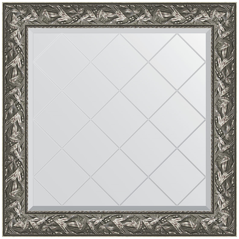 Зеркало Evoform Exclusive-G 89х89 BY 4329 с гравировкой в багетной раме - Византия серебро 99 мм 25529