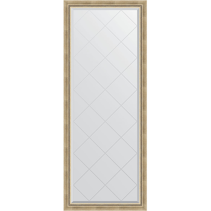 Зеркало Evoform Exclusive-G Floor 198х78 BY 6302 с гравировкой в багетной раме - Состаренное серебро с плетением 70 мм 27879