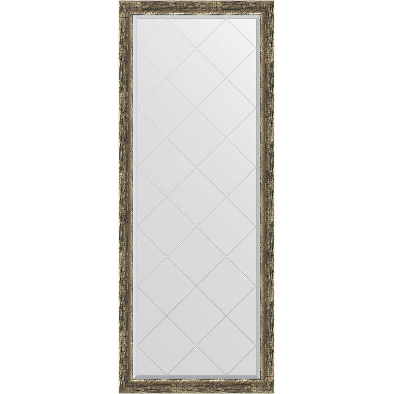 Зеркало Evoform Exclusive-G Floor 198х78 BY 6305 с гравировкой в багетной раме - Старое дерево с плетением 70 мм