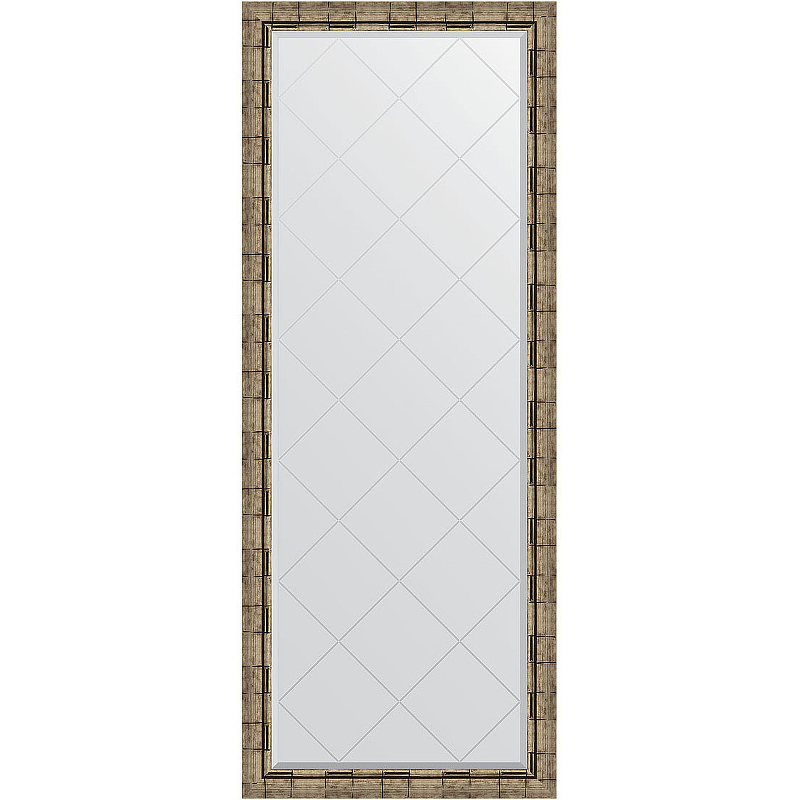 Зеркало Evoform Exclusive-G Floor 198х78 BY 6307 с гравировкой в багетной раме - Серебряный бамбук 73 мм