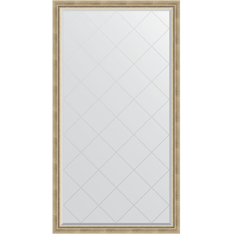 Зеркало Evoform Exclusive-G Floor 198х108 BY 6342 с гравировкой в багетной раме - Состаренное серебро с плетением 70 мм
