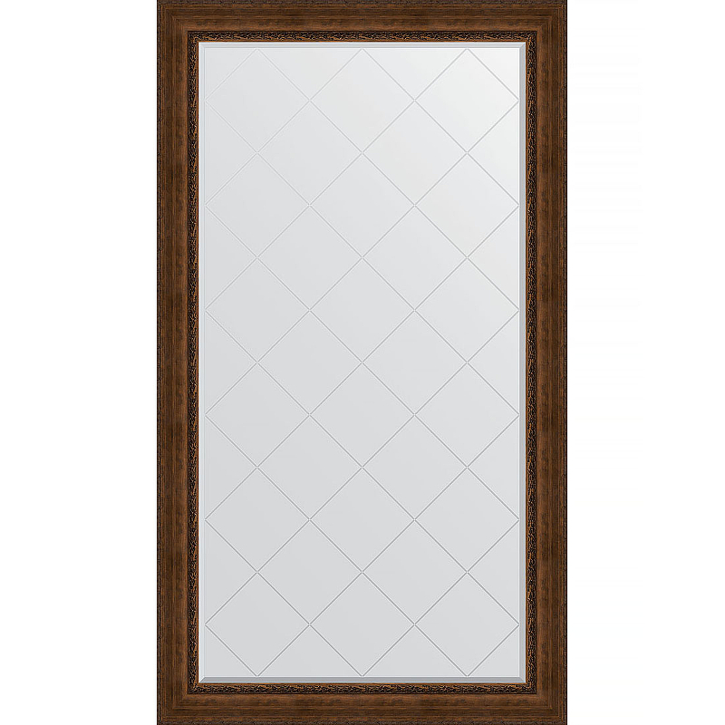 Зеркало Evoform Exclusive-G Floor 207х117 BY 6379 с гравировкой в багетной раме - Состаренная бронза с орнаментом 120 мм
