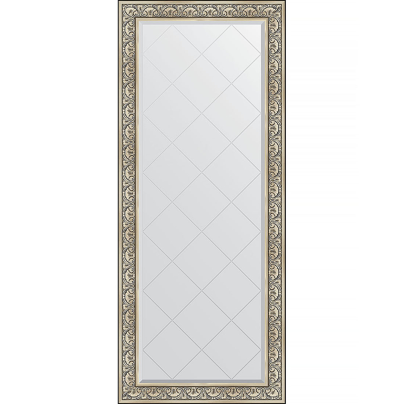 Зеркало Evoform Exclusive-G Floor 205х85 BY 6334 с гравировкой в багетной раме - Барокко серебро 106 мм