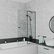 Шторка на ванну D&K Matrix 90 DG1109025 профиль Черный матовый стекло прозрачное-5