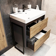 Комплект мебели для ванной STWORKI Кронборг 70 477819 Темное дерево Серый-1