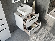 Комплект мебели для ванной STWORKI Эстерсунд 60 459717 подвесной Белый матовый Простоун беж-4