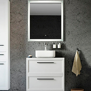 Комплект мебели для ванной STWORKI Эстерсунд 75 460003 подвесной Белый матовый Простоун беж