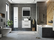 Комплект мебели для ванной STWORKI Эстерсунд 75 460003 подвесной Белый матовый Простоун беж-2
