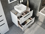 Комплект мебели для ванной STWORKI Эстерсунд 75 460003 подвесной Белый матовый Простоун беж-4