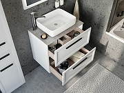 Комплект мебели для ванной STWORKI Эстерсунд 75 460027 подвесной Белый матовый Простоун беж-5
