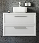 Комплект мебели для ванной STWORKI Эстерсунд 90 460310 подвесной Белый матовый Простоун беж-4