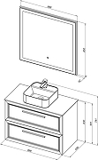 Комплект мебели для ванной STWORKI Эстерсунд 90 460310 подвесной Белый матовый Простоун беж-9