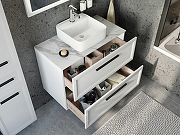 Комплект мебели для ванной STWORKI Эстерсунд 90 460300 подвесной Белый матовый Монте тиберио-5