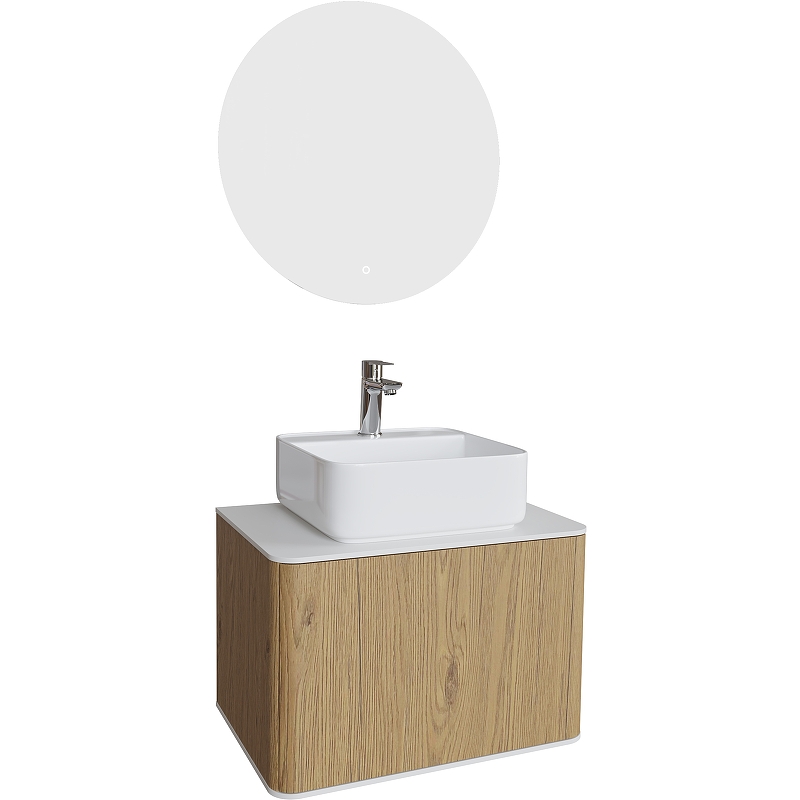 цена Комплект мебели для ванной STWORKI Ноттвиль 60 444537 подвесной Дуб верона