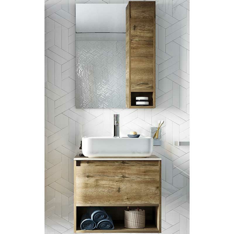 Комплект мебели для ванной STWORKI Карлстад 60 425108 подвесной Дуб рустикальный