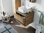 Комплект мебели для ванной STWORKI Карлстад 60 427854 подвесной Дуб рустикальный-1