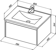 Комплект мебели для ванной STWORKI Карлстад 60 440535 подвесной Дуб рошелье Белый-11
