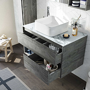 Комплект мебели для ванной STWORKI Карлстад 90 425490 подвесной Дуб рошелье-12