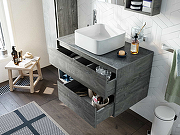 Комплект мебели для ванной STWORKI Карлстад 90 427900 подвесной Дуб рошелье-2