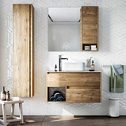Комплект мебели для ванной STWORKI Карлстад 90 427908 подвесной Дуб рустикальный-1