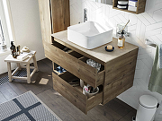 Комплект мебели для ванной STWORKI Карлстад 90 425508 подвесной Дуб рустикальный-10