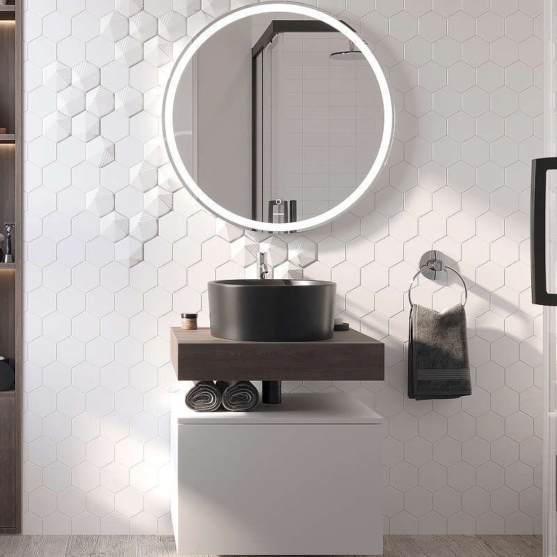 Комплект мебели для ванной STWORKI Ольборг 60 481134 подвесная Белая матовая Дуб карпентер
