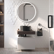 Комплект мебели для ванной STWORKI Ольборг 60 481134 подвесная Белая матовая Дуб карпентер-14