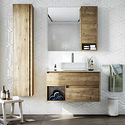 Комплект мебели для ванной STWORKI Карлстад 90 425512 подвесной Дуб рустикальный-13