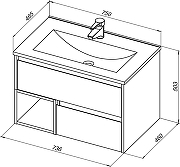 Комплект мебели для ванной STWORKI Карлстад 75 418885 подвесной Дуб рошелье-10