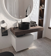 Комплект мебели для ванной STWORKI Ольборг 100 481986 подвесная Белая матовая Дуб карпентер-13