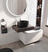 Комплект мебели для ванной STWORKI Ольборг 80 482613 подвесная Белая матовая Дуб карпентер-11