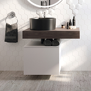Комплект мебели для ванной STWORKI Ольборг 80 482643 подвесная Белая матовая Дуб карпентер-11