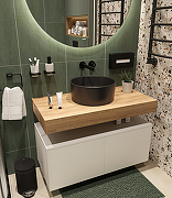 Комплект мебели для ванной STWORKI Ольборг 100 487255 подвесная Белая матовая Дуб французский-13