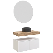 Комплект мебели для ванной STWORKI Ольборг 100 487255 подвесная Белая матовая Дуб французский-10