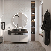 Комплект мебели для ванной STWORKI Ольборг 100 485874 подвесная Белая матовая Дуб карпентер-13