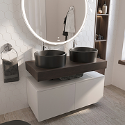 Комплект мебели для ванной STWORKI Ольборг 100 485874 подвесная Белая матовая Дуб карпентер-14