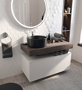 Комплект мебели для ванной STWORKI Ольборг 100 485169 подвесная Белая матовая Дуб карпентер-12