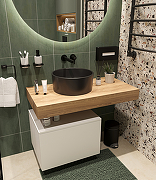 Комплект мебели для ванной STWORKI Ольборг 100 483360 подвесная Белая матовая Дуб французский-12