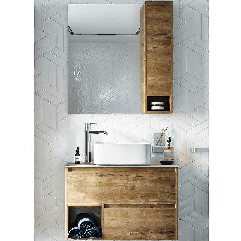 Комплект мебели для ванной STWORKI Карлстад 75 427895 подвесной Дуб рустикальный