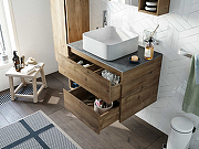 Комплект мебели для ванной STWORKI Карлстад 75 427895 подвесной Дуб рустикальный-3
