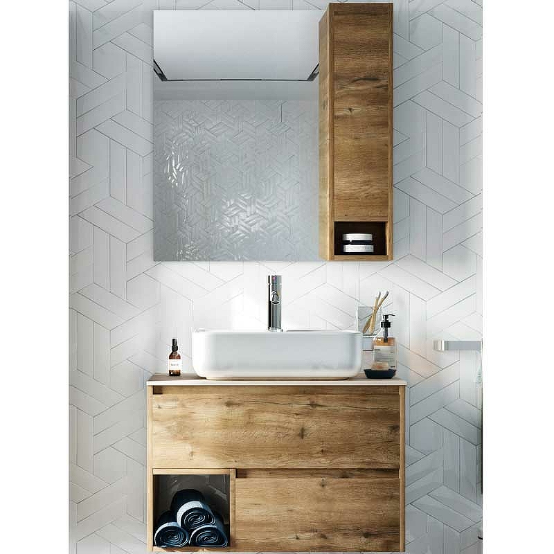 Комплект мебели для ванной STWORKI Карлстад 75 427888 подвесной Дуб рустикальный