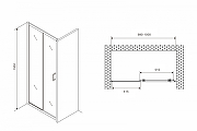 Душевая дверь Abber Schwarzer Diamant 100 AG30100B5 профиль Черный стекло прозрачное-3